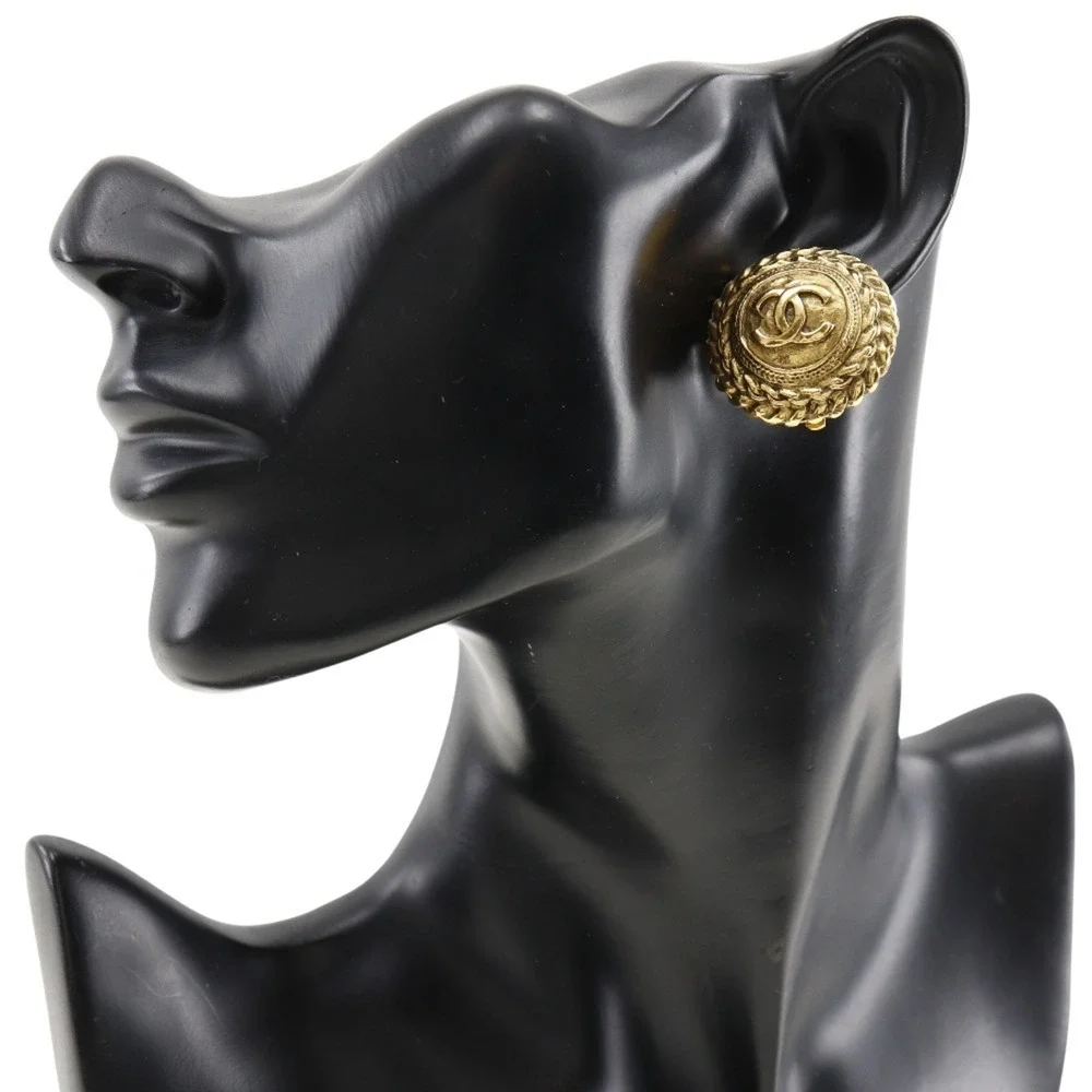 CHANEL Vintage Gold Logo Earrings